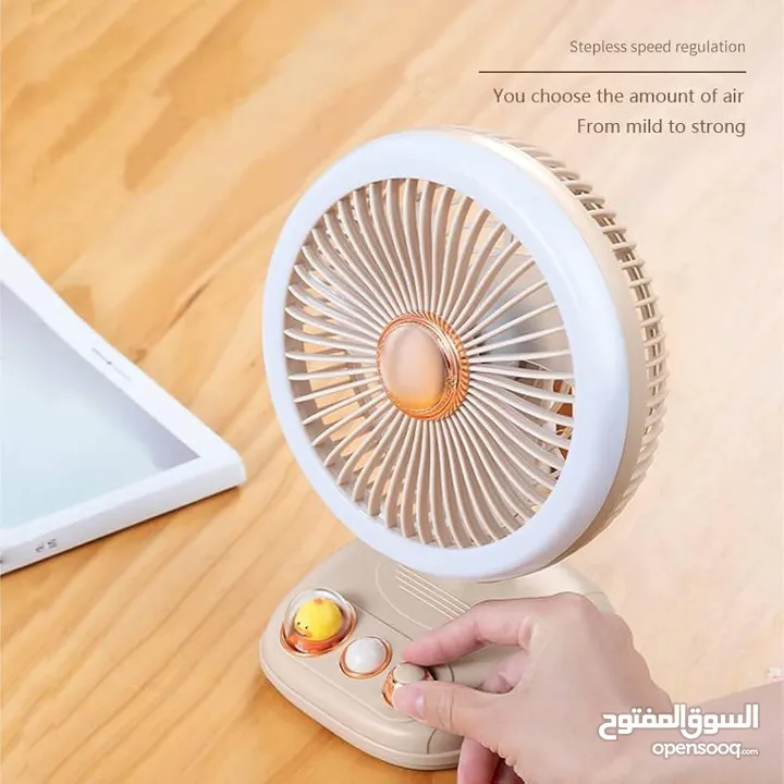 مروحه مكتب  تدفق هواء هادئ متغير السرعة، تعمل ببطارية قابلة لاعادة الشحن  عل سعر العرض استغلو الفرصه