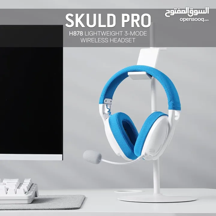 Redragon H878 3-Mode Wireless Blue Lighting Gaming Headset - Lightweight - 7.1 Surround Sound