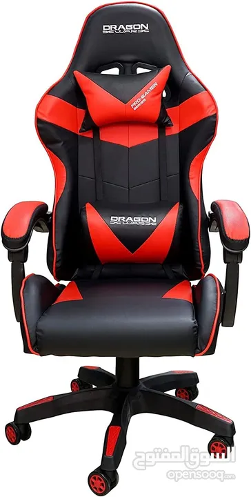 كرسي جيمنغ مريح لساعات اللعب الطويلة احمر واسود Dragon War Gaming Chair GC-035  السعر شامل التوصيل