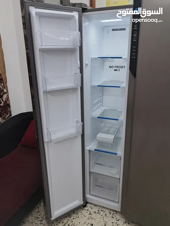 Brand New, Haier Side by Side two doors Refrigerator, Twin Inverter Technology, Silver Color