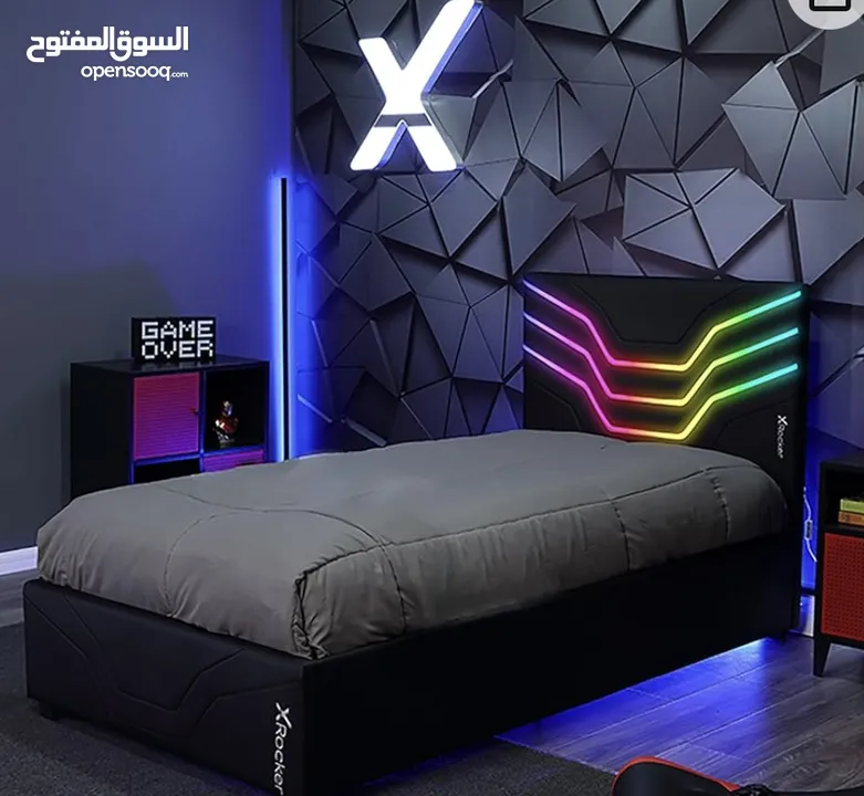 سرير لشخص واحد يضي مع الريموت كنترول Gaming bed for boys with mattress