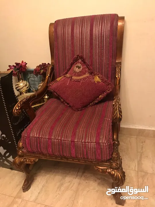 طقم كنب حفر زان فاخر لون فوشي جميل جدا