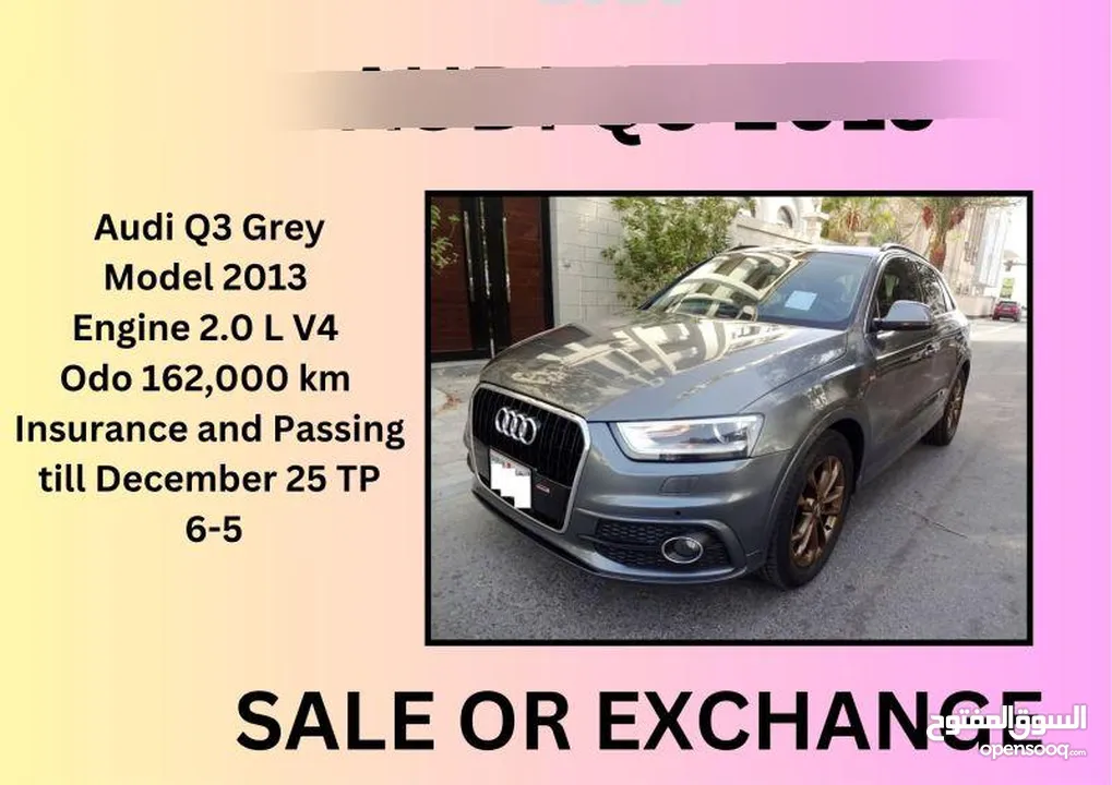 Audi Q3 2.0 L 2013 Grey Well Maintained Urgent Sale Expact Leaving