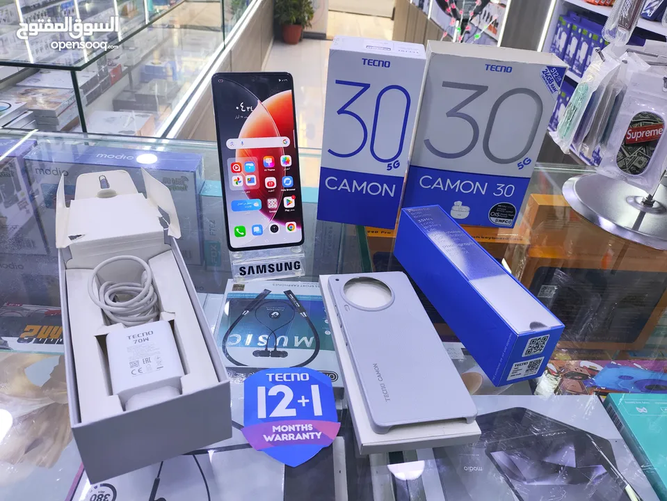 حبه عن الجديده CAMON 30 5G جيجا 512 رام 24 معه كامل اغراضو وسماعه الاصلية متوفر توصيل