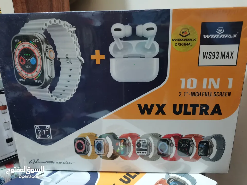 smart watch WX Ultra 1in10 ساعةالذكية دبليو اكس الترا 7احزمة مع سماعة بلوتوث حديثة ايربودز  ضد الماء