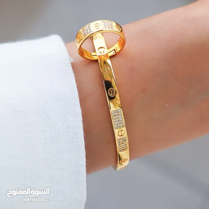 اطقم ذهب روسي مكفول الطقم عبارة عن سوارة وخاتم السعر 12 شامل التوصيل