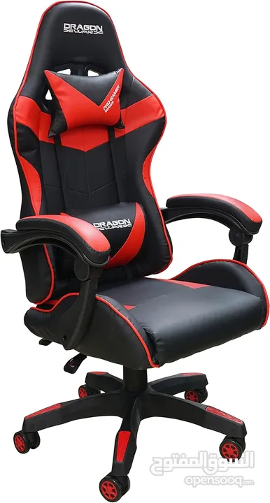 كرسي جيمنغ مريح لساعات اللعب الطويلة احمر واسود Dragon War Gaming Chair GC-035  السعر شامل التوصيل