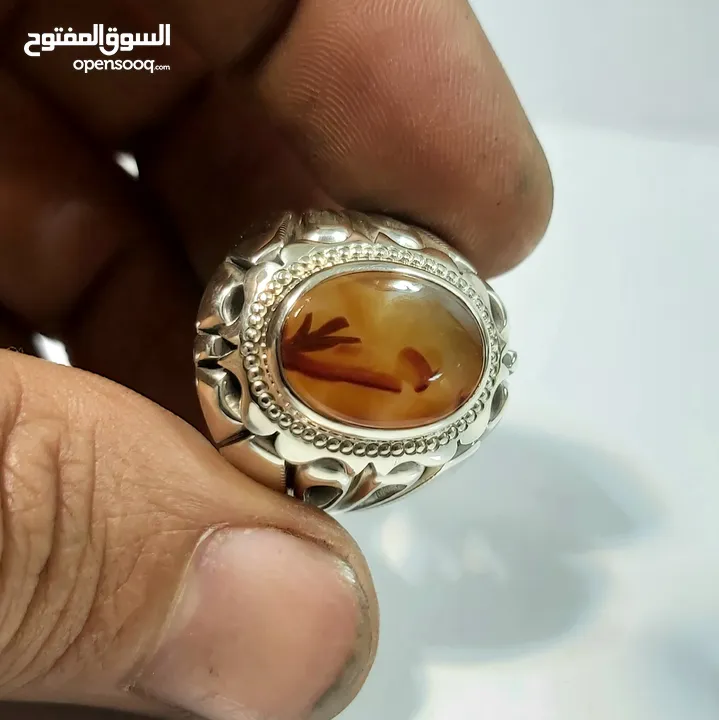 Yemeni agate handmade silver ring  خاتم فضة من العقيق اليمني صناعة يدوية