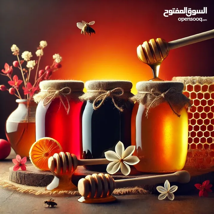 عسل طبيعي 100%  العسل الطبيعي الفاخر الابيض القرغيزي والأسود والأحمر وغذاء الملكات