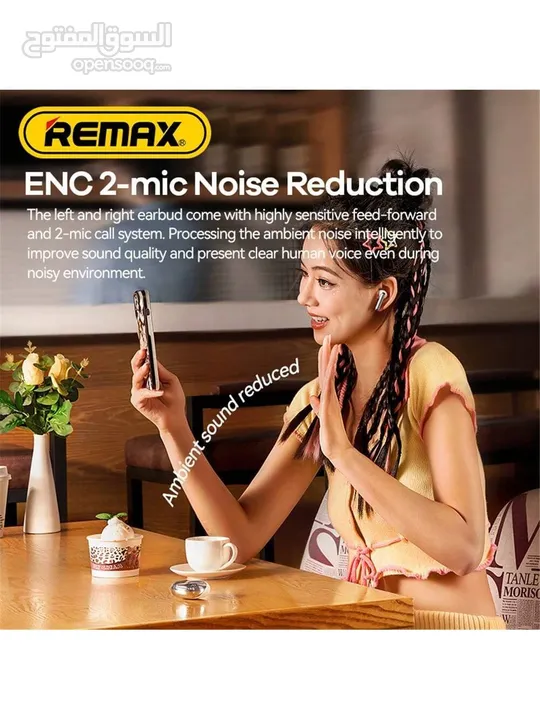 REMAX CozyBuds W13 ANC+ENC Dual Noise-Cancelling Music Headphones Wireless Headset (Pink)