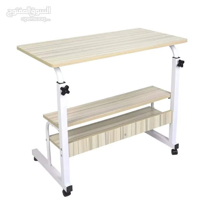 طاولة لابتوب طاولة متحركة مع رفوف قابلة لتعديل للارتفاع قياس 80*40 Laptop Tray Table Desk