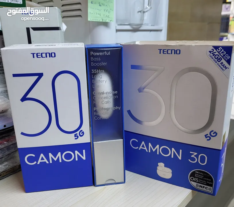 مشغل ايام Kamon 30 5G رام 24 جيجا 512 مكفول سنة أغراضة والكرتونه الأصلية متوفر توصيل