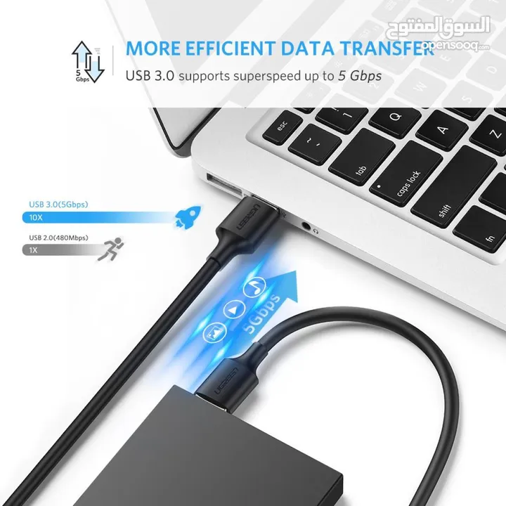 UGREEN US128 USB 3.0 Male to Male Cable-2M كيبل وصلة يو اس بي طول 2 متر