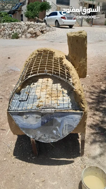 فرن طابون متحرك لشوي صواني وخبز ع حصى متنقل طول 85 العرض 65 صاج مقلفن بشتغل ع حطب وع غاز