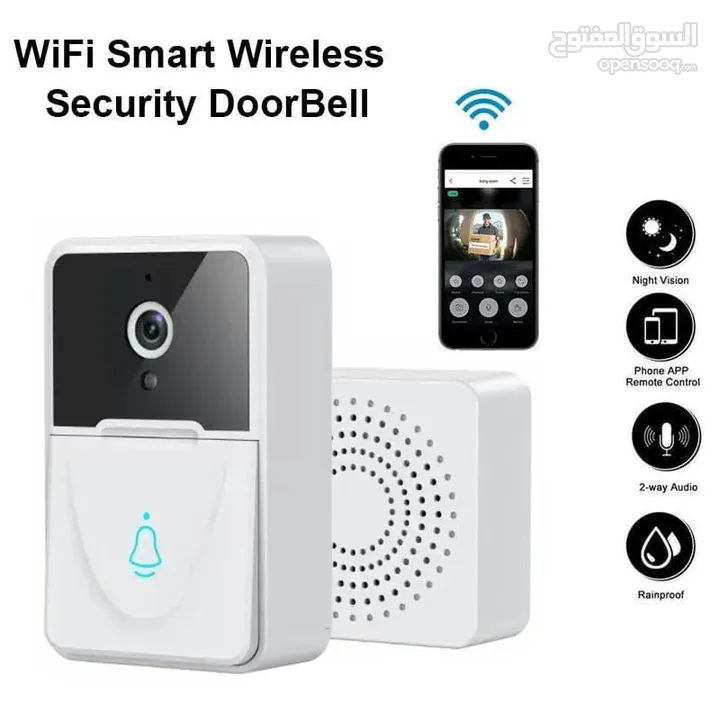 جرس البيت الذكي مع كاميرا wifi smart wirless security doorbell  يتم التركيب على الباب أو بجانب