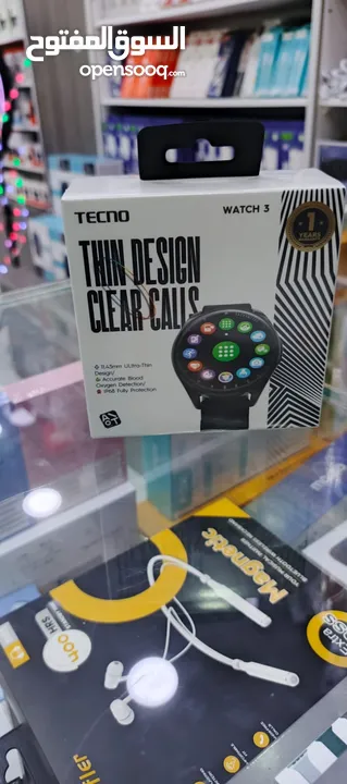 ساعة 3 TECNO WATCH الاصلية بتضل متواصلة 7 ايام جديده بلكرتونه