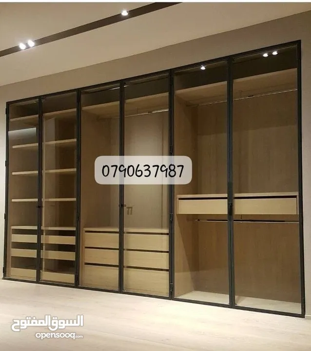 خزانه حائط بافضل التصاميم العصريه اضائه داخليه