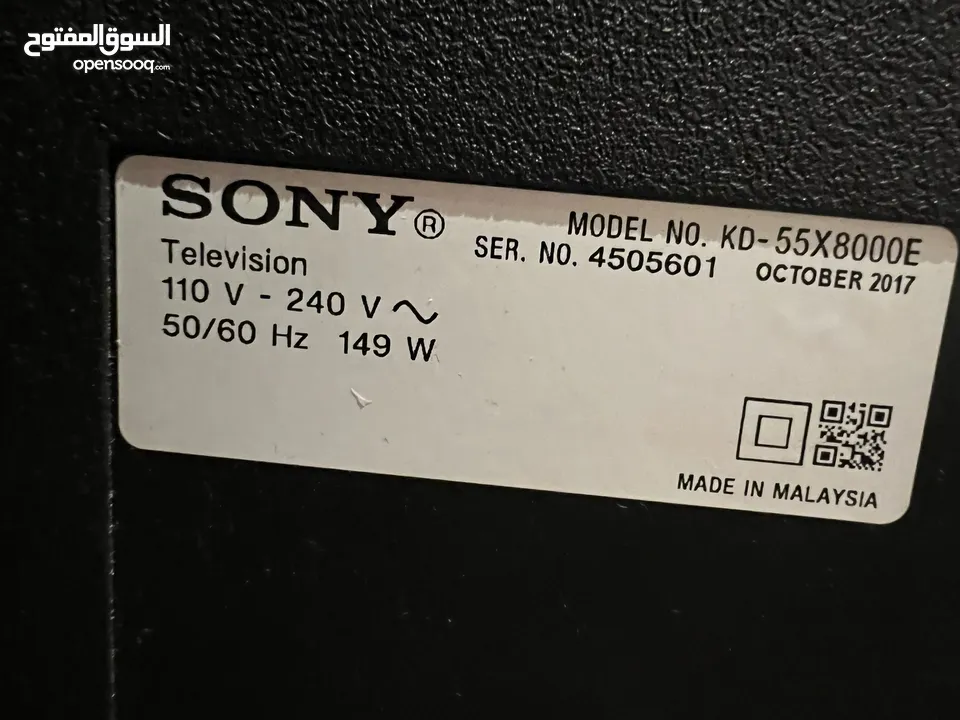 Sony 55 Inch TV MODEL NO. KD- 55X8000E