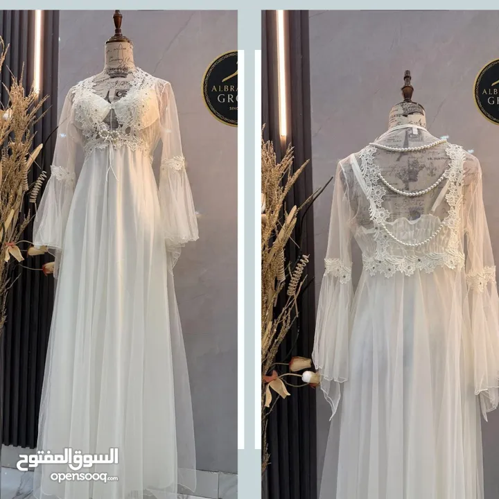 جهاز عروس  قميص نوم ابيض طقم العروس 4قطع