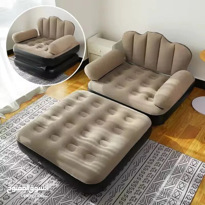 الأريكة القابلة للنفخ 2 في 1 – راحة فخمة وتصميم ذكي بقطعة واحدة! #راحة_وين_ما_كنت