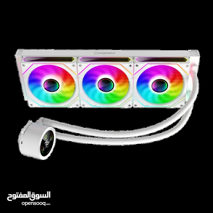 مراوح تبريد مائية مع شاشه تبريد قياس 360 سم  Gamemax IceBurg 360 Digital WH Fan