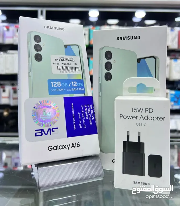 مشغل ايام Samsung A16 رام 8 و 12 و 16 جيجا 128 و  256 مكفول بالشركة أغراضة والكرتونه الأصلية و توصيل