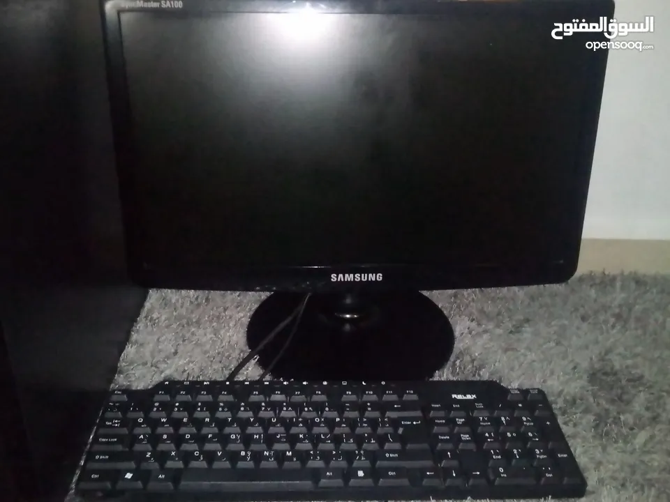 كمبيوتر مستعمل للبيع بحالة ممتازة , شاشة سامسونج 19 انش , كيس LG بمواصفات ممتازة