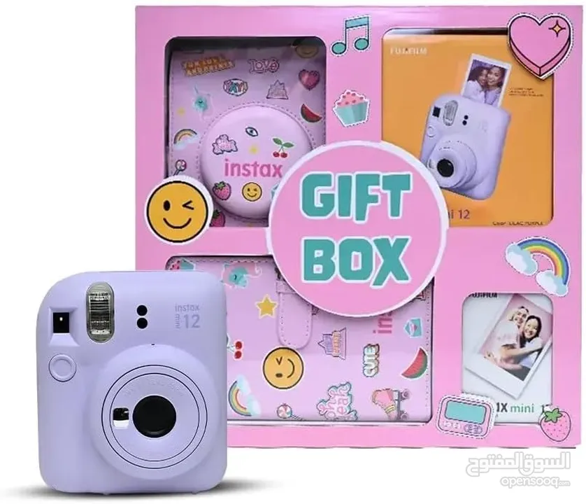 Fujifilm Instax Mini 12 Gift Box Album -Blue كاميرا فورية مع فلم و البوم صور و حقيبة