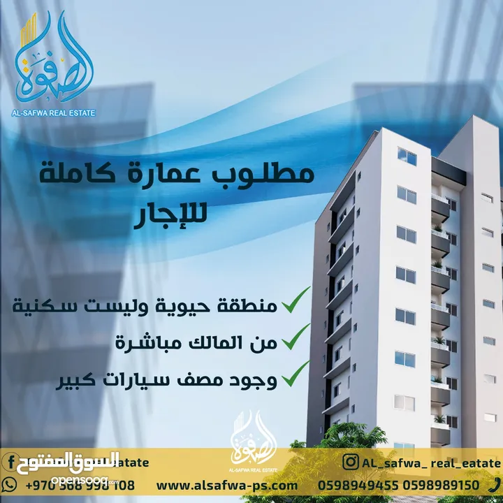 مطلوب عماره كامله للايجار مع باركنج كبير