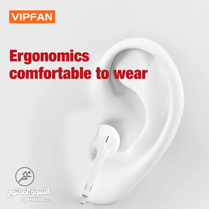 سماعه اذن اصلي  مدخل AUX 3.5 عالي الجودة  AUX Input VFan M04 Earphone Original Lightning Chip