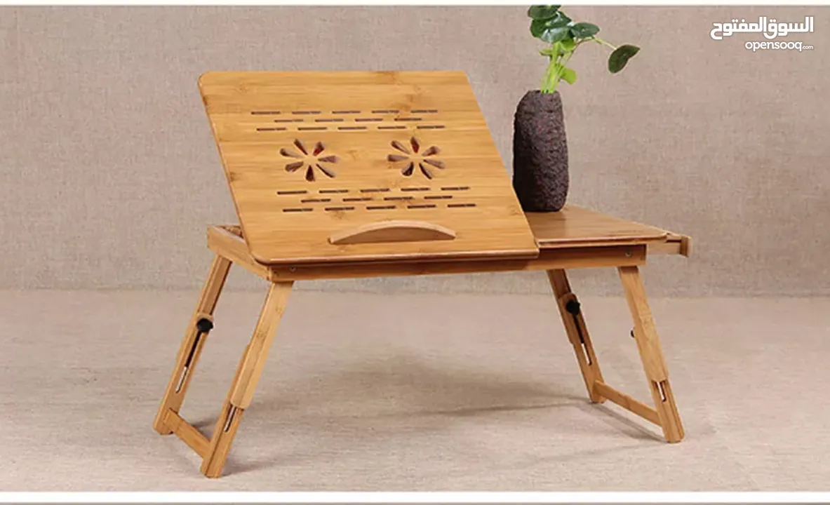 Bamboo Laptop Table cooling stand ستاند لابتوب طاولة متنقلة اللابتوبات او القراءة خشب بامبو