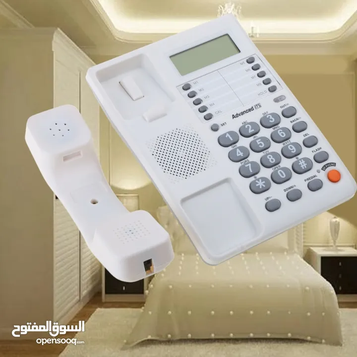 جهاز هاتف سلكي مكتبي او منزلي مزود بشاشه لعرض الارقام و هويه المتصل جهاز تلفون ارضي