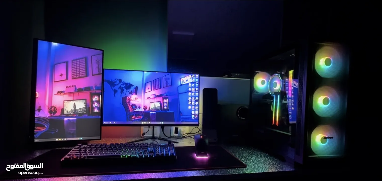 للبيع جهاز كمبيوتر كامل للألعاب والعمل الاحترافي