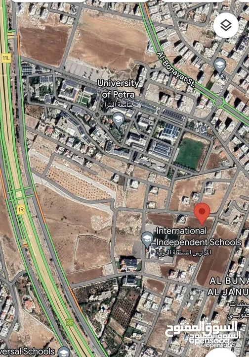 قطعة ارض للبيع سكن خاص طريق المطار خلف جامعة البترا البنيات
