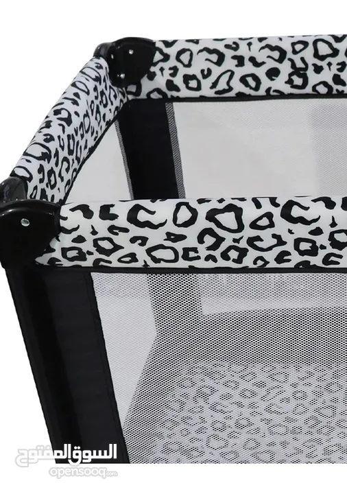 Leapord Print Travel Easy Fold Compact Baby Cot And Bed