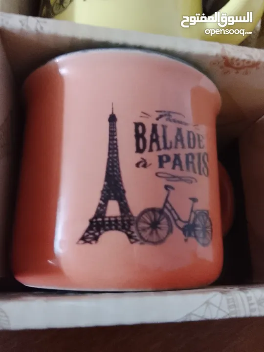 6فناجين قهوة ترند السنة فخمة أنيقة مرتبة ماركة BALADE PARIS بستة ألوان  ازرق اصفر برتقالي سكني اخضر