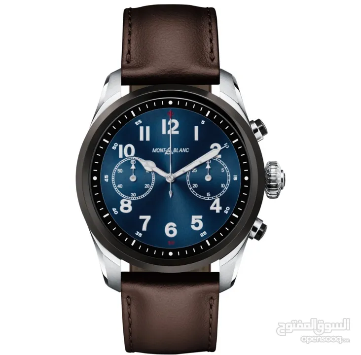 Luxury Digital Mont Blanc Smart Watch: Summit 3 bi-Color Edition - Green Leather & Black Straps