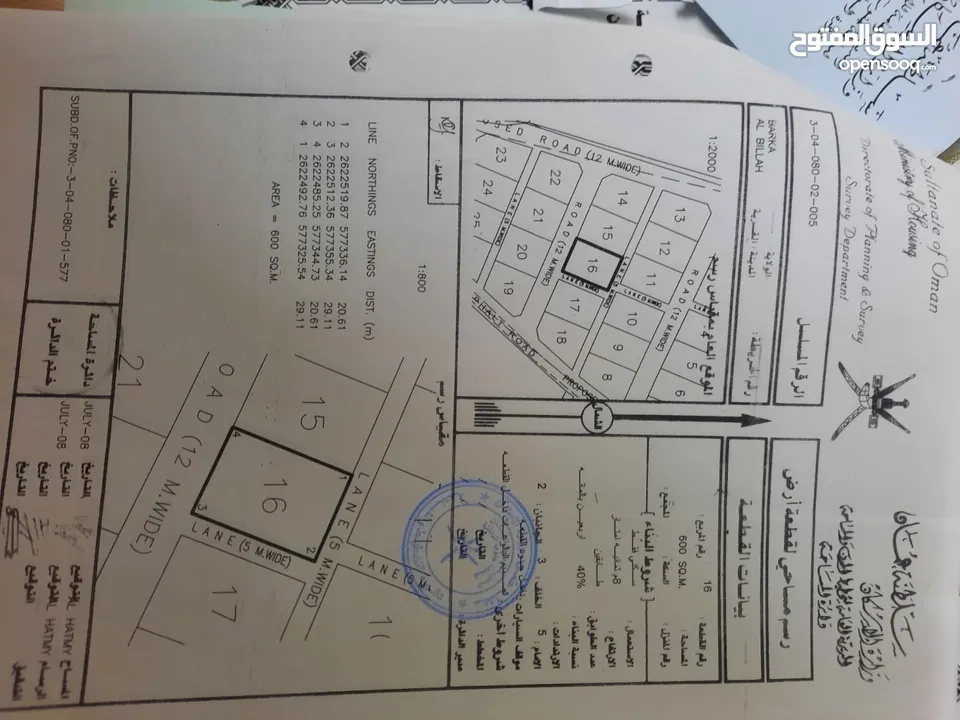 ارض للبيع في البلة بركاء