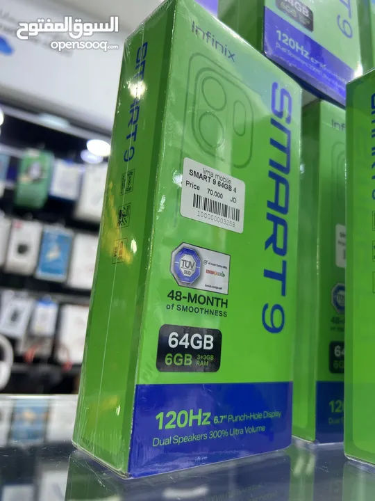 Infinix Smart 9 (64 GB / 3+3 GB RAM) انفنكس سمارت 9 جديد مسكر بالكرتونة كفالة سنة من الوكيل