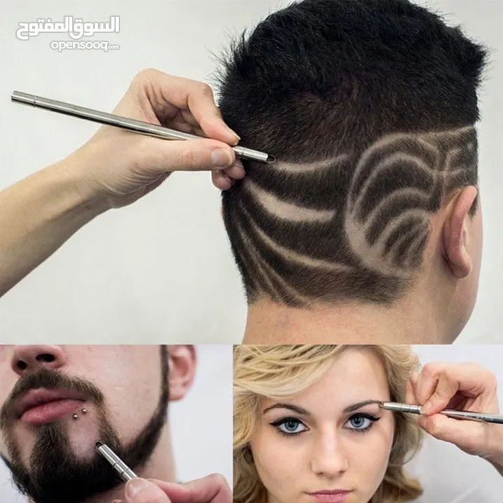قلم موس مع 10 شفرات استبدال حسب  نوع الشعر وحجم الرأس و الرسمه المطلوبه