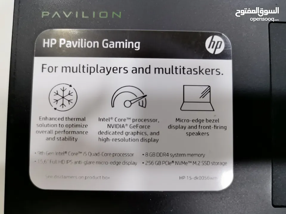 لابتوب للبيع HP Pavilion Gaming Core I5 9th generation GTX 1650 4GB
