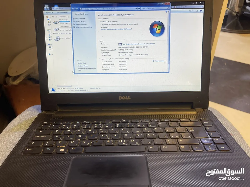 لابتوب Dell جهاز كثير قوي ونضيف وبطاريته بتضل 4 ساعات معاه شاحن وماوس وشنته رام 6 قيقا