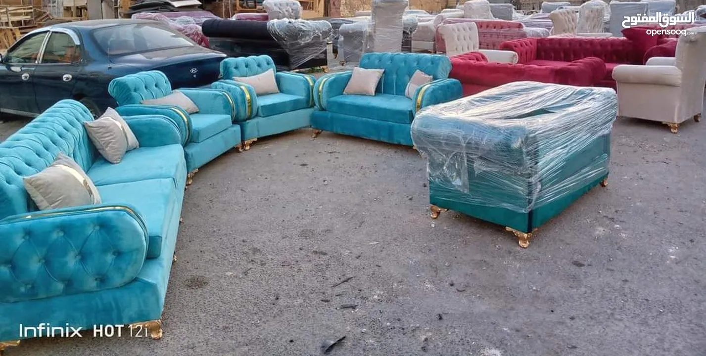 اطقم استيل 7 مقاعد جميع الالوان متوفره داخل المصنع الكميه محدوده