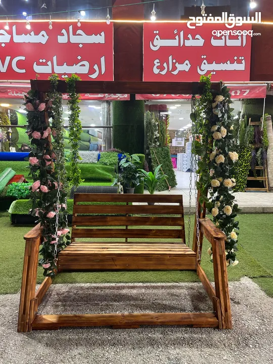 كل ما يلزم الحديقه عشب صناعي جميع انواع خشب سويد تفصيل شجر صناعي جلسات خشب سويدي اشجار تحاكي الطبيعة