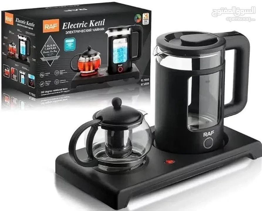 طقم الشاي الملوكي RAF أناقة على طاولتك وراحة بيدك غلاية سعة 1.8 لتر لإعداد المي بسرعة إبريق زجاجي