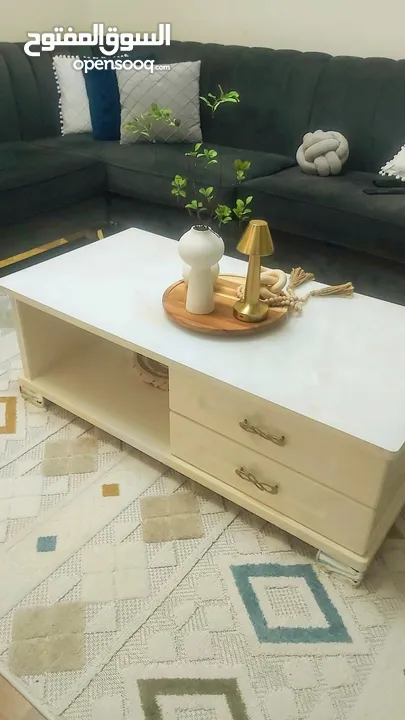 طاولة وسط تركي وجه زجاج ماربل