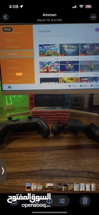جهاز Nintendo switch استعمال بنت بحالة ممتازة مع pro controller واكسسوارات