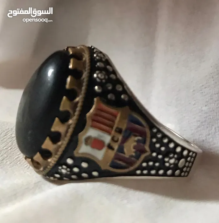 خاتم عقيق يمني شعار برشلونه
