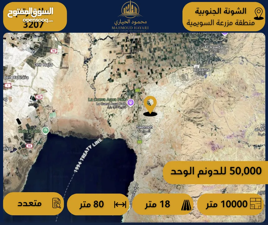 رقم الاعلان (3207) ارض استثمارية للبيع في منطقة الشونة الجنوبية