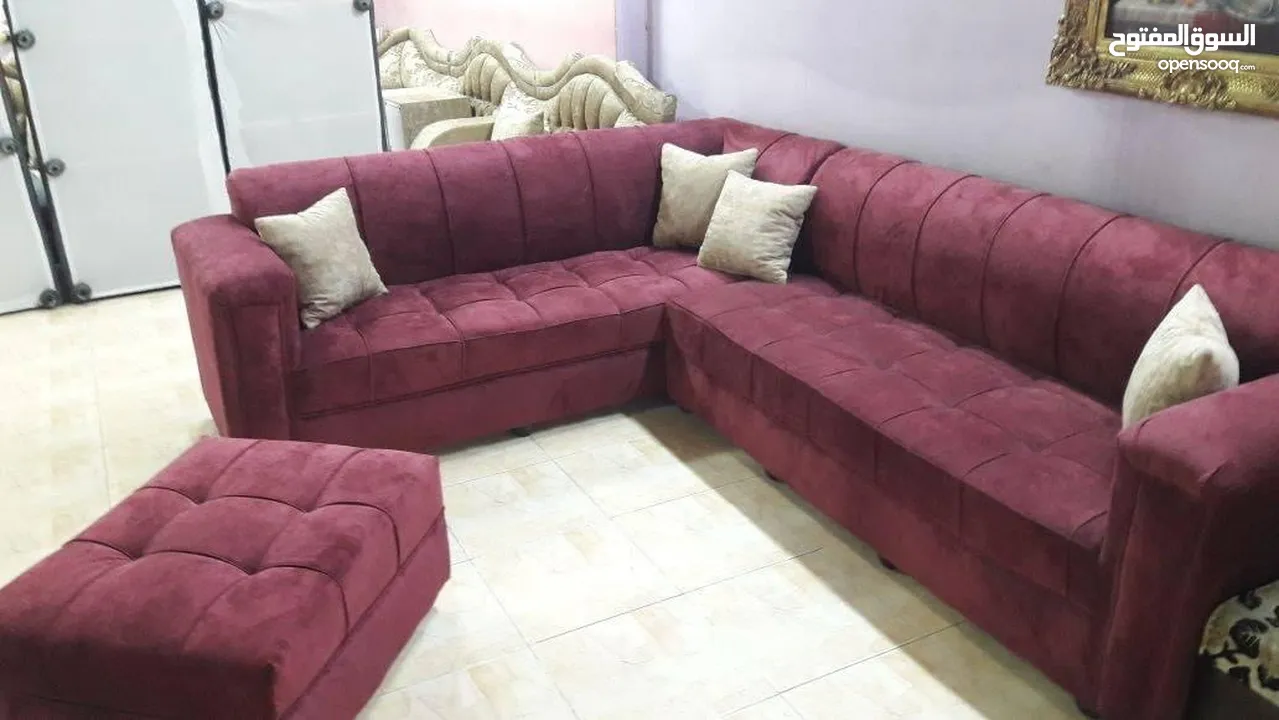 عرض خاص كورنر 9 مقاعد مع كنب مزدوجة + بفه + 7 مخدات
